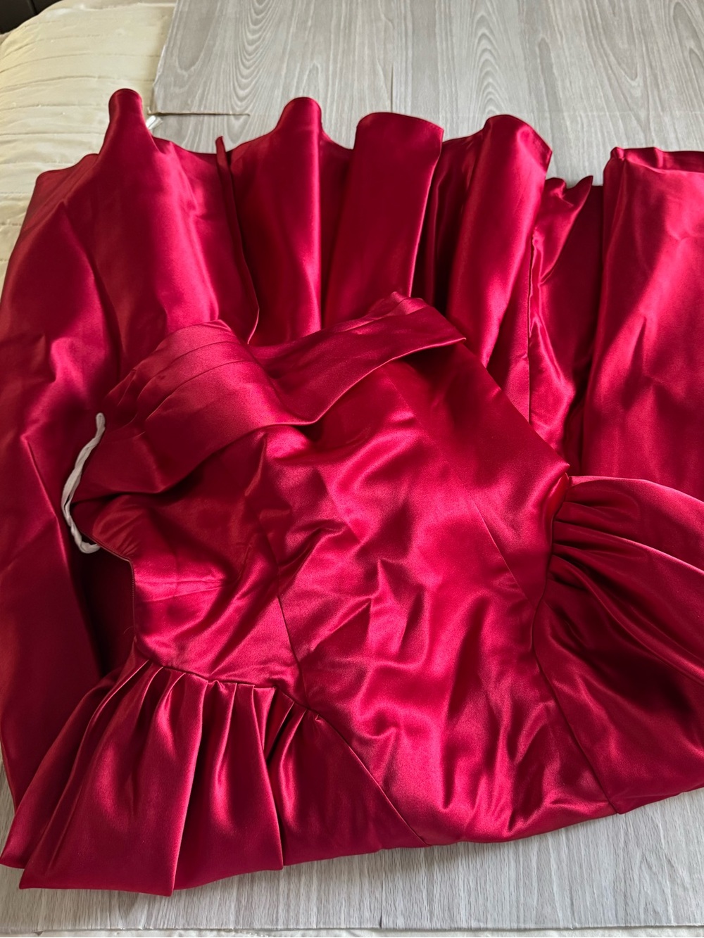 Red Satin Evening Dress - Unbranded